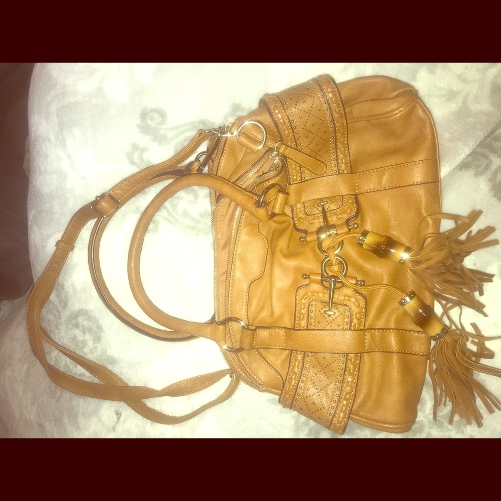 Big Buddha tan leather shoulder bag